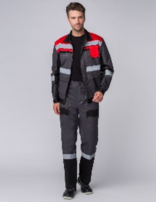 Костюм Виват-1 Премиум IMP (тк.Смесовая,240) брюки, т.серый/черный/красный