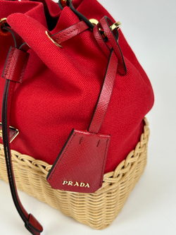 Сумка Prada Bucket Bag in Wicker and Canvas