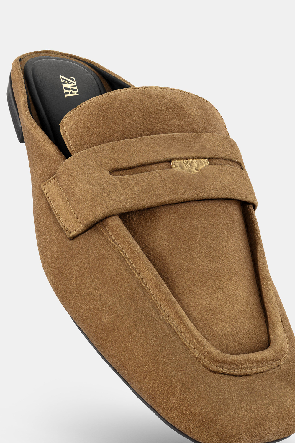 ZARA ЗАМШЕВЫЕ МЮЛИ-ЛОФЕРЫ, ТЕМНЫЙ РЫЖЕВАТО-КОРИЧНЕВЫЙ