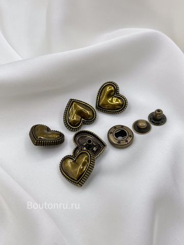 Кнопки Установочные сердце бронза / комплект с шляпкой и кнопками