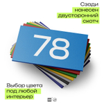 Табличка с номером 78 на дверь квартиры, для офиса, кабинета, аудитории, склада, голубая 120х70 мм, Айдентика Технолоджи