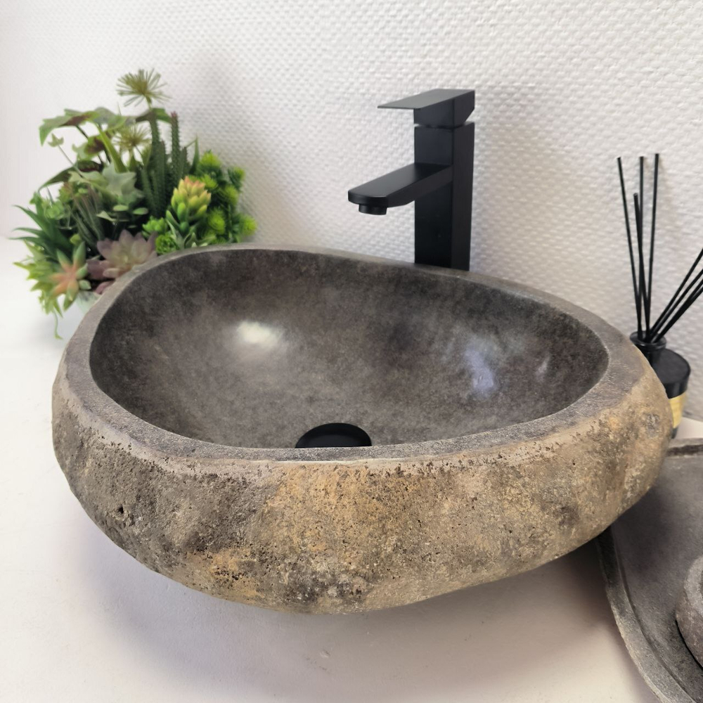 Каменная раковина из речного камня RS-63409 (53*38*15) 0123