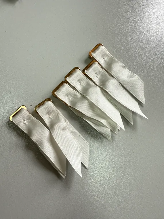 Чулкодержатель с атласной лентой 12 мм, Китай, золото/айвори 004