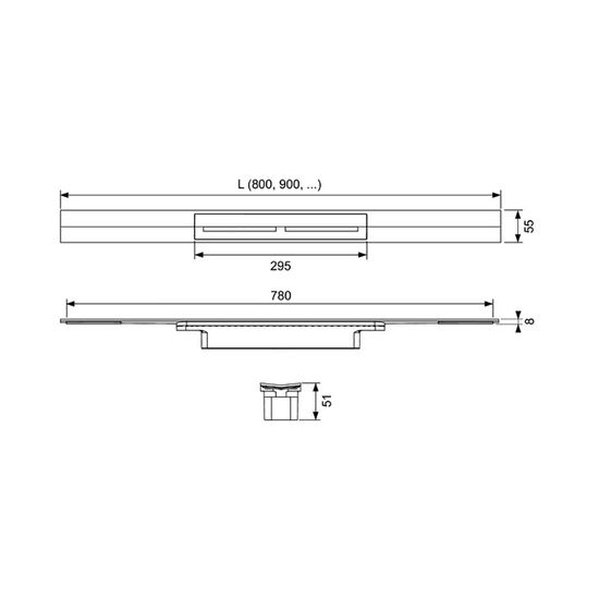 Профиль для душа TECE TECEdrainprofile 670800 L=800 мм из нерж. стали, сатин