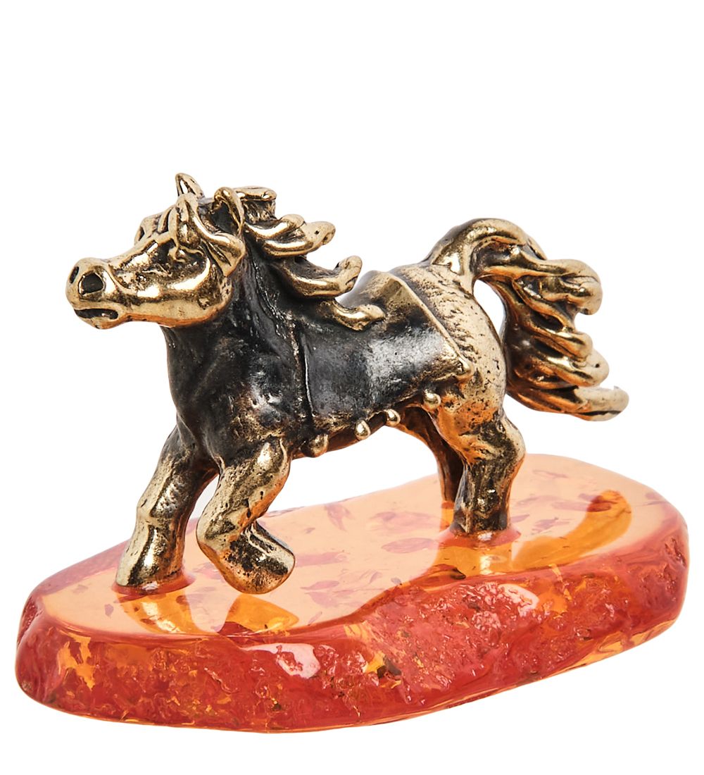 Народные промыслы AM-1498 Фигурка «Пони в попонке» (латунь, янтарь)