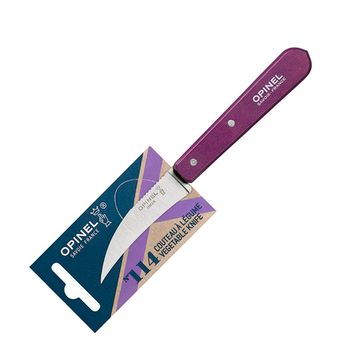 Нож для чистки овощей Opinel №114, деревянная рукоять, нержавеющая сталь, сливовый, блистер, 001924