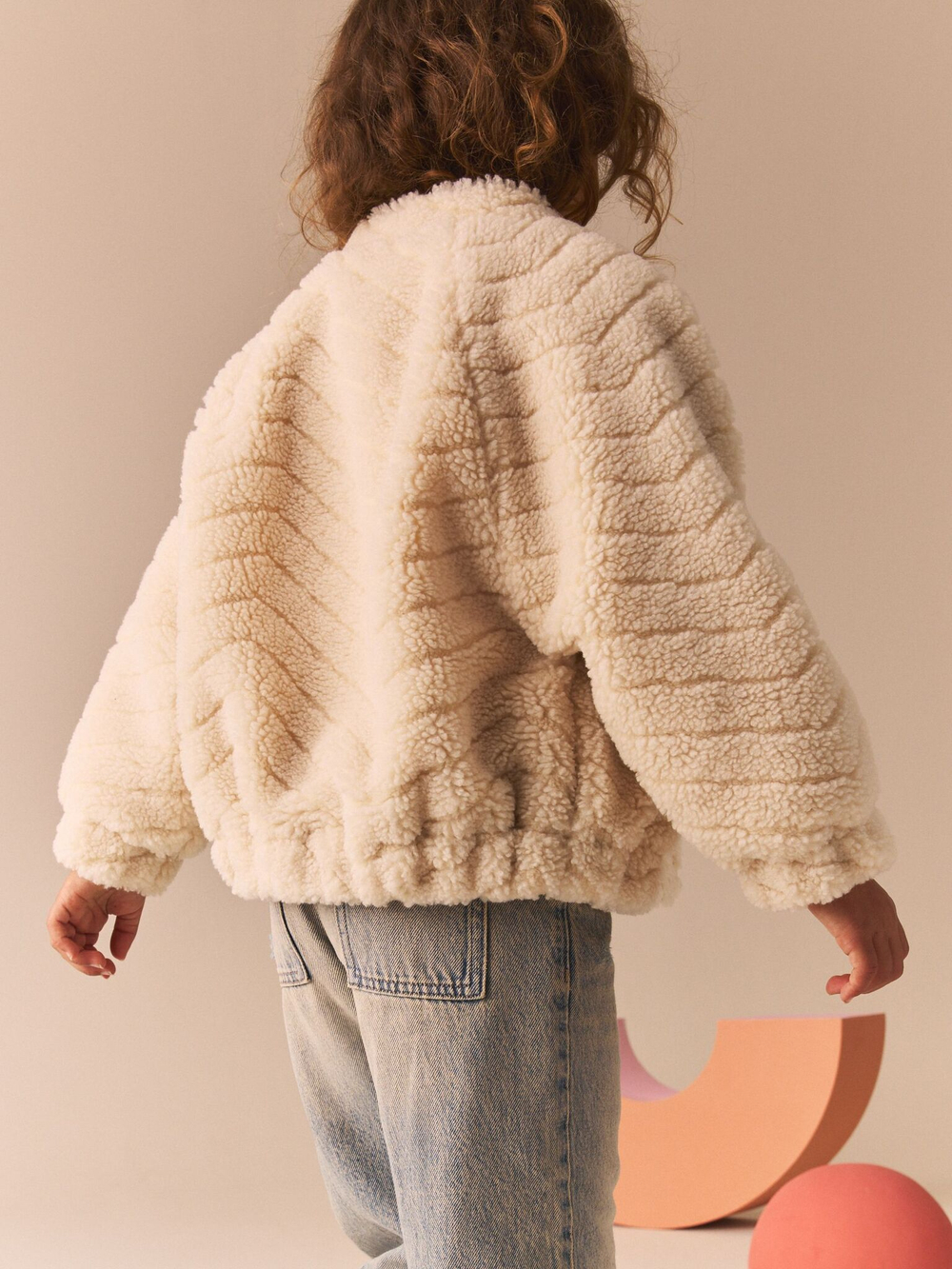 Бомбер флисовый для девочки Next B56-288, Кремовый
