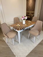 Большой кухонный стол "МАКСИ" дуб вотан и стулья "Сорренто" 4 шт