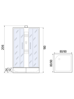 Душевая кабина RIVER QUADRO Б/К 80/24МТ 80x80x205 10000002241 Универсальная Квадратная