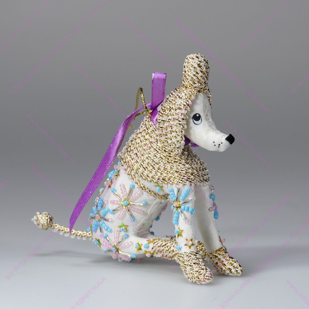 Бисерная ёлочная игрушка Пудель