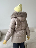 Пуховик Fresh миди с кулиской бежевый