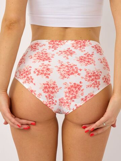 Бесшовные трусики в цветочек (Размер: L) (Цвет: кремовый)