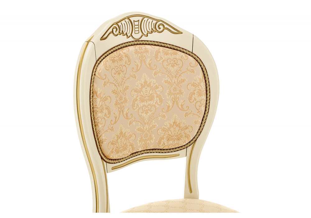 Стул деревянный Woodville Лауро патина золото, бежевый, ножки белые