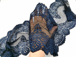 Эластичное кружево, 23см, темно-синее с черным, (Арт: EK-2613), м