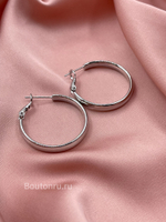 Серьги кольца серебристые