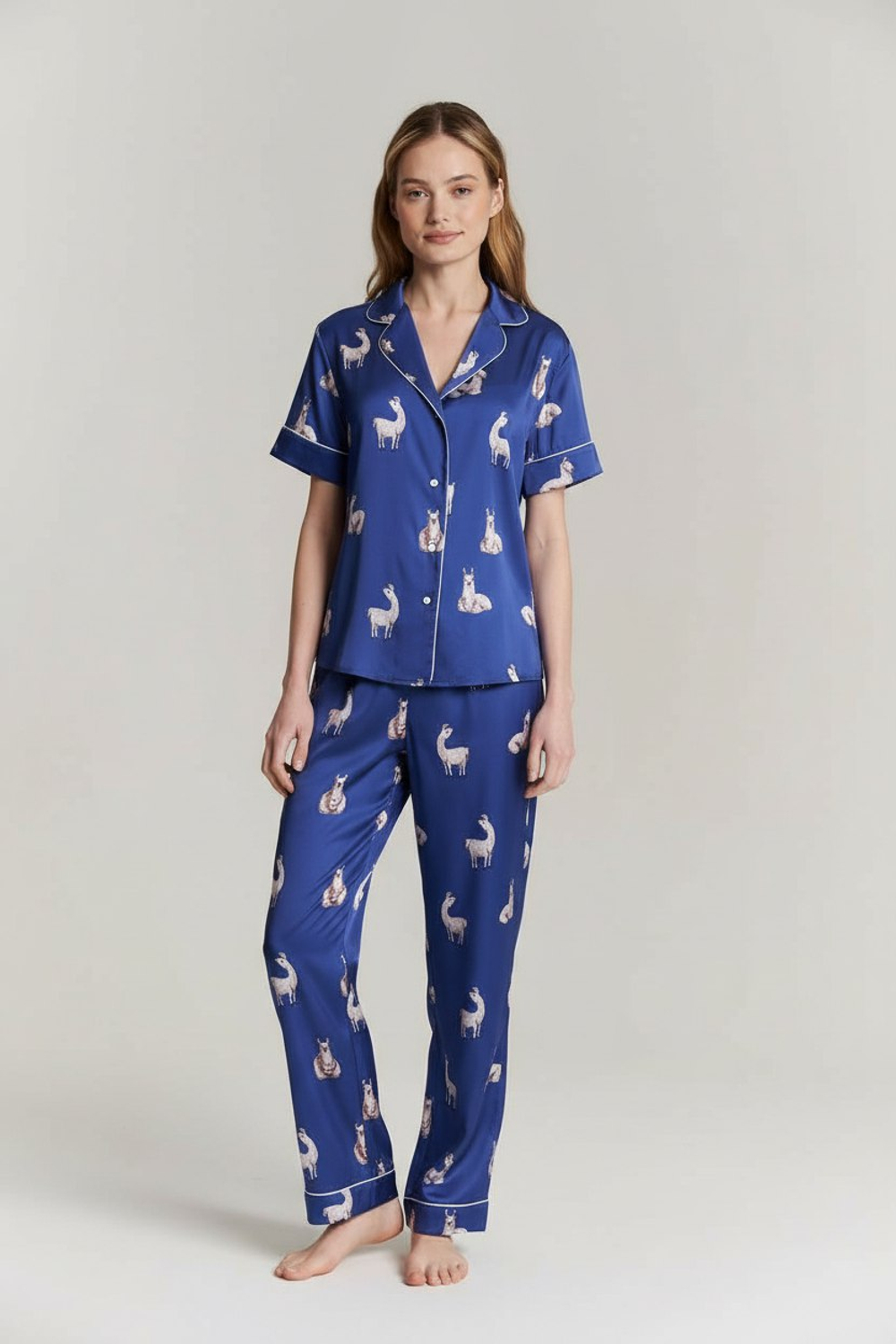 Шелковая пижама с альпаками - S размер