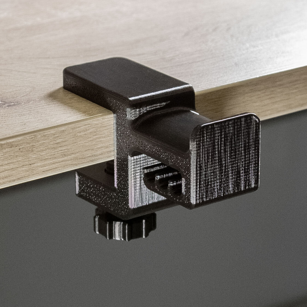 Держатель, подставка для накладных наушников с креплением к столешнице, черная