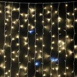 Светодиодный занавес 2*3 м., 600 теплых белых LED ламп, мерцание, облегченный, прозрачный провод ПВХ, LTC (PCL600NOTBLW-10-2WW)