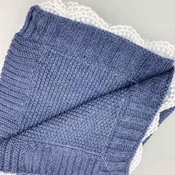 Плед Simple с кружевом Джинс