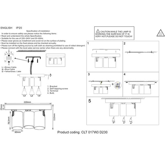 Спот Crystal Lux CLT 017W3 D230 WH