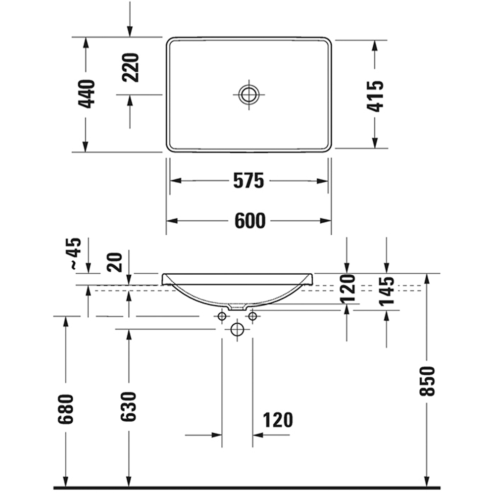 Раковина Duravit D-Neo 358600079 встраиваемая 60 см