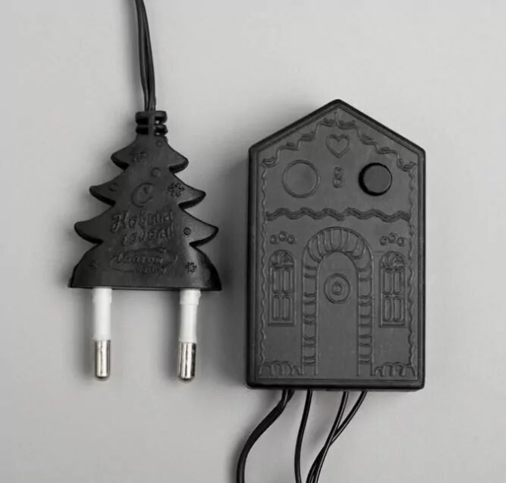 Гирлянда "Нить" 5 м с насадками "Шарики белые", IP20, тёмная нить, 20 LED, свечение RG/RB, мигание, 220 В