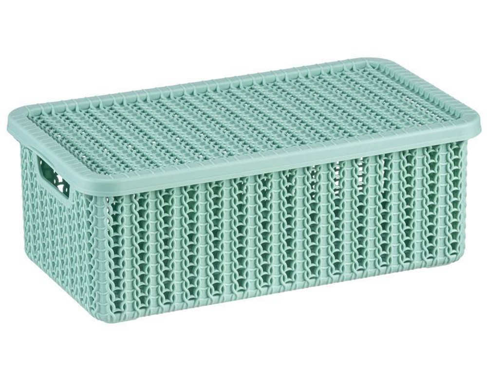 Корзина 6л Вязание с крышкой, фисташковый