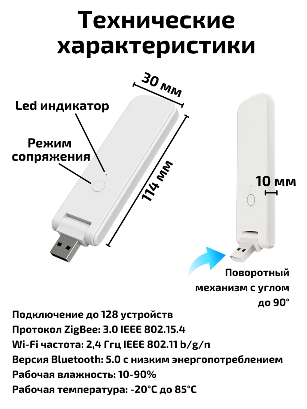 Умный Хаб Tuya ZigBee BLE Wi-Fi c USB портом