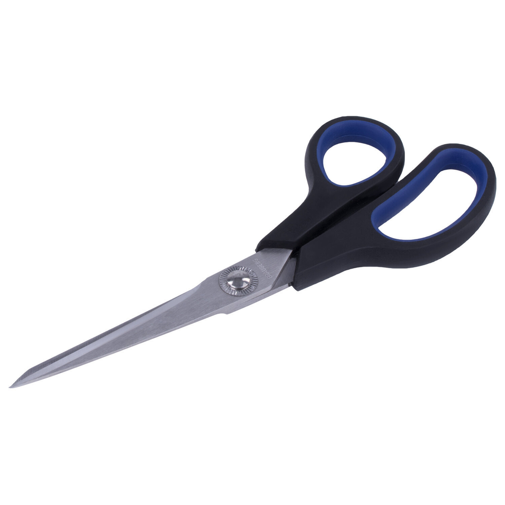 Ножницы BRAUBERG "Soft Grip" 190 мм черно-синие резиновые вставки 3-х сторонняя заточка (6 штук в упаковке)