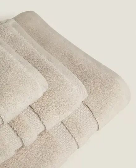 ZARA HOME БАННОЕ ПОЛОТЕНЦЕ С ДВОЙНОЙ КАЙМОЙ, ПЕСОЧНЫЙ