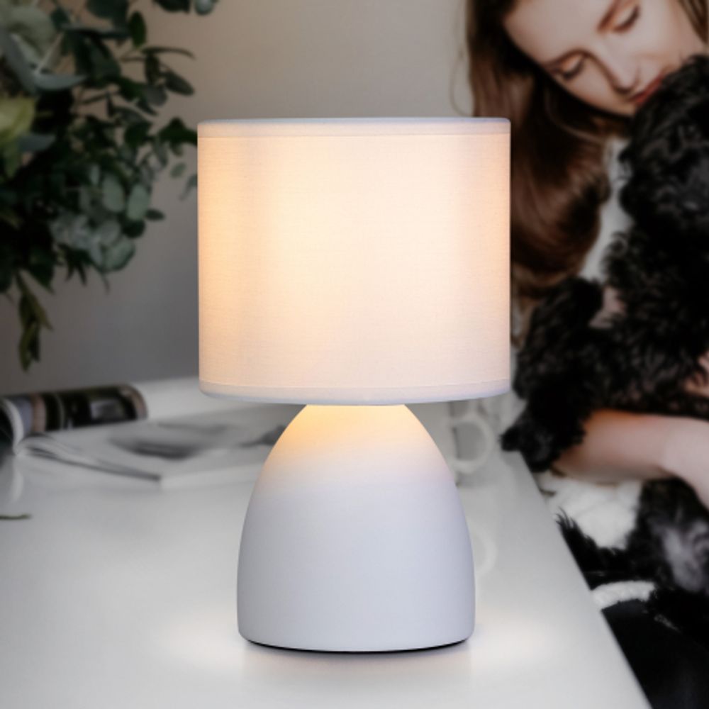 Настольная лампа Rivoli Nadine 7042-502 1 * Е14 40 Вт керамика белая с абажуром | Rivoli