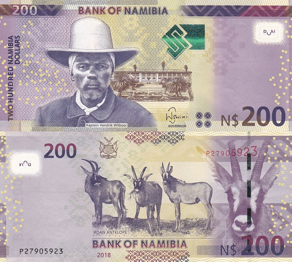 Намибия 200 долларов 2012-2018 Чалая антилопа UNC