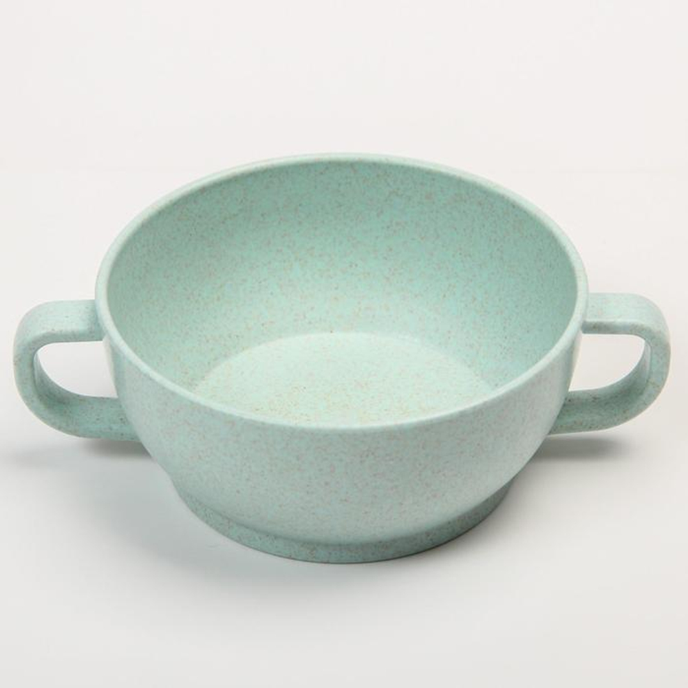 7425069 Набор детской ЭКО посуды: Миска с крышкой, ложка и вилка, цвет зелёный