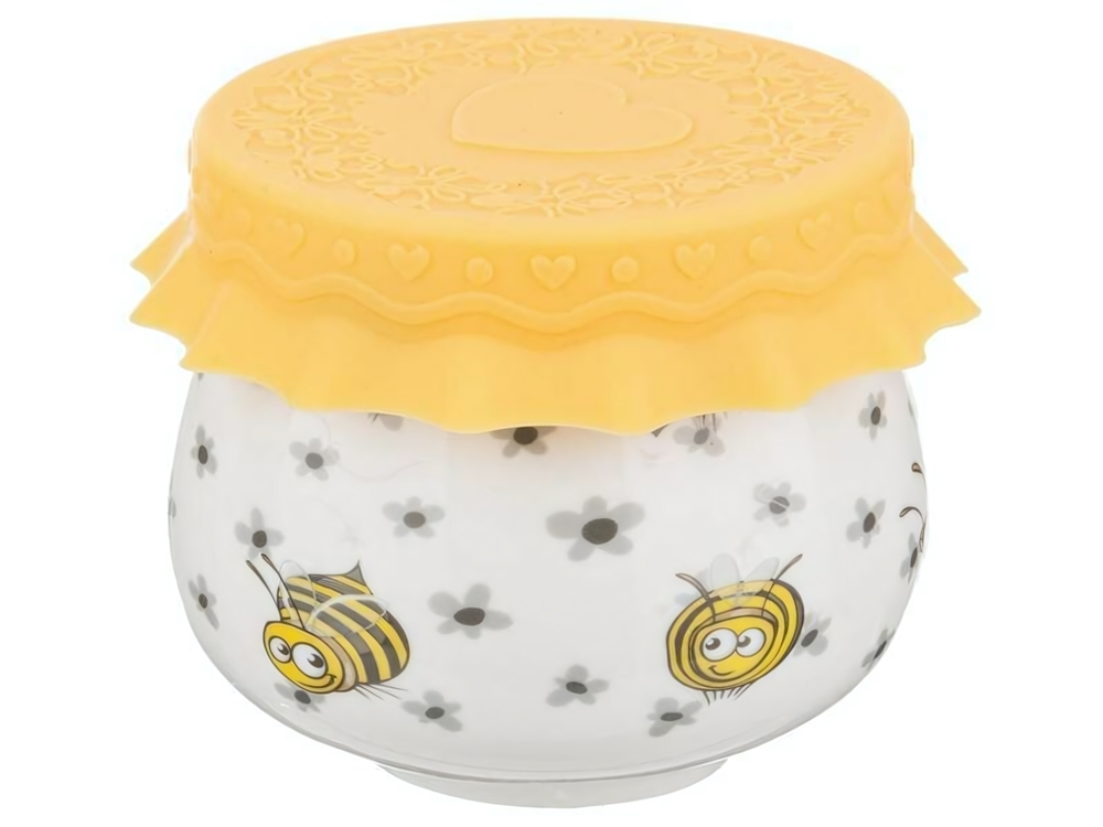 Баночка для меда и варенья 180мл с силиконовой крышкой "Пчелы"
