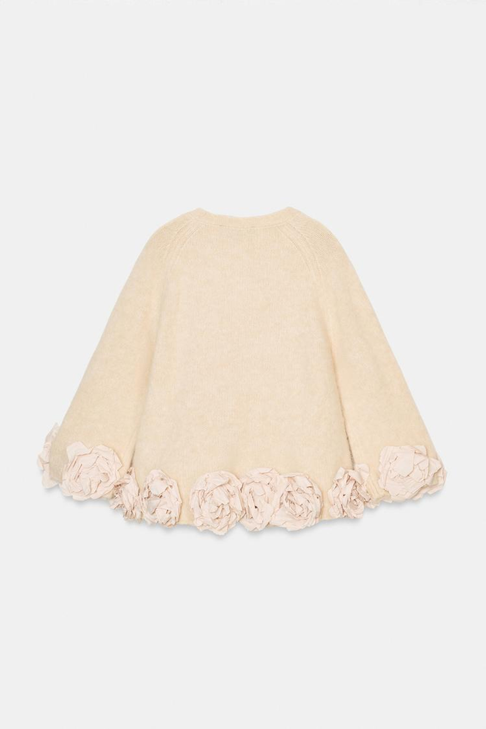 ZARA СВИТЕР С КОНТРАСТНЫМИ ЦВЕТОЧНЫМИ ДЕТАЛЯМИ, ТЕЛЕСНО-РОЗОВЫЙ