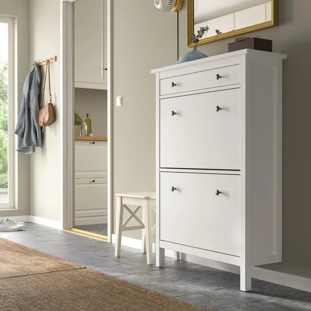 Обувной шкаф/хранение - IKEA HEMNES/ХЕМНЭС ИКЕА, 89x127 см, белый