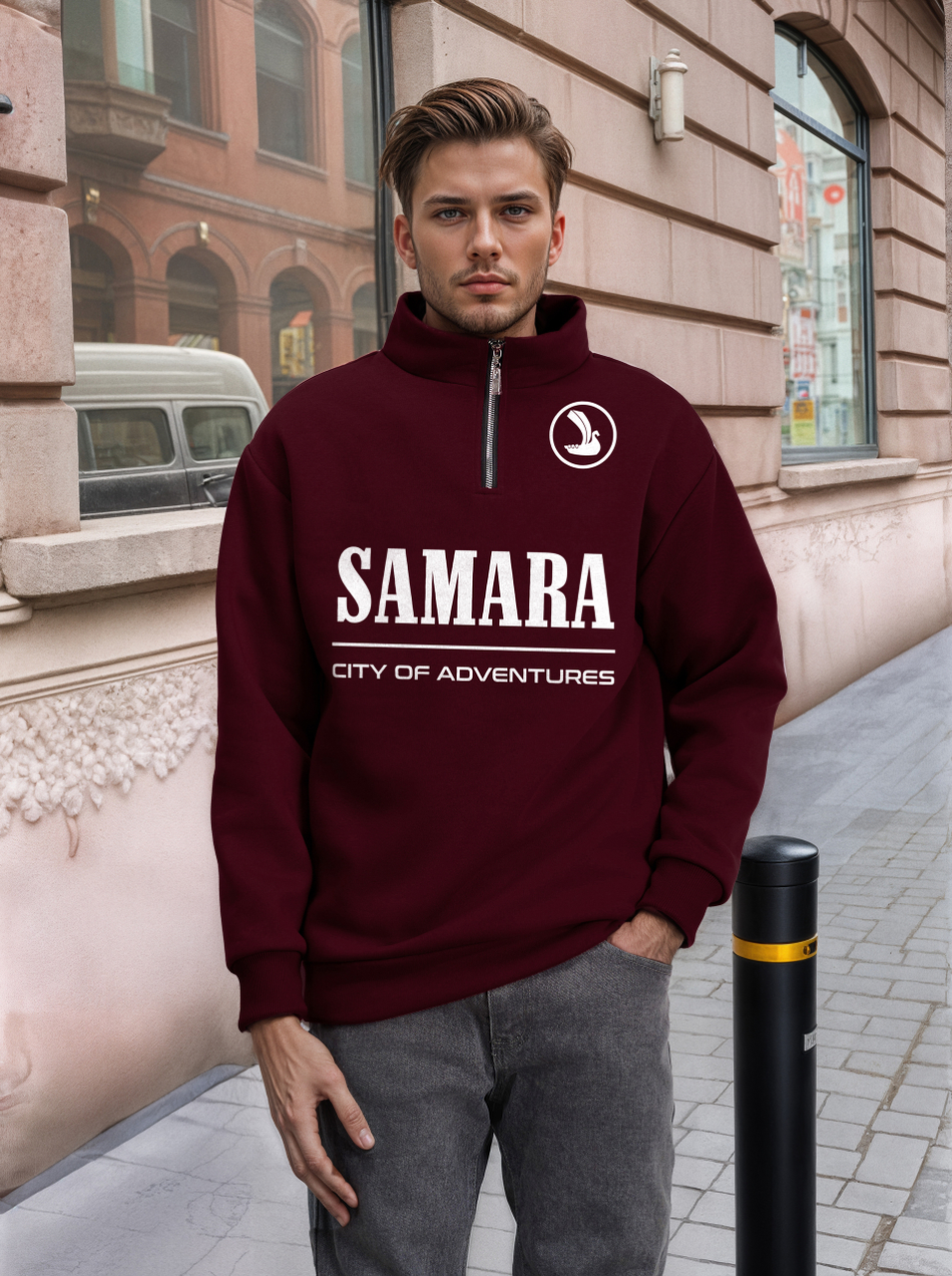 Толстовка мужская с зип-воротником "Samara" черный