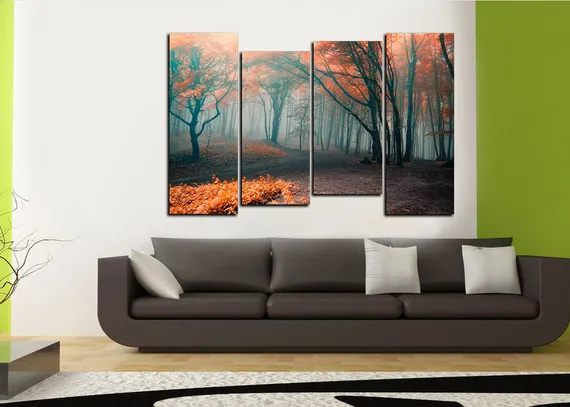 Модульная картина "Туманный лес"