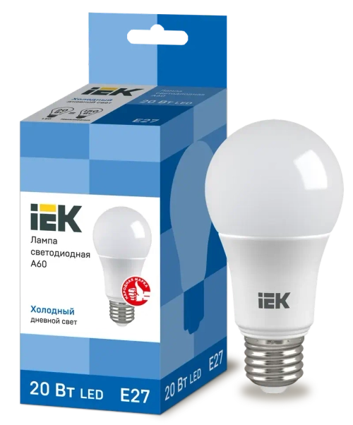 Лампа светодиодная A70 груша 20Вт 230В 6500К E27 IEK
