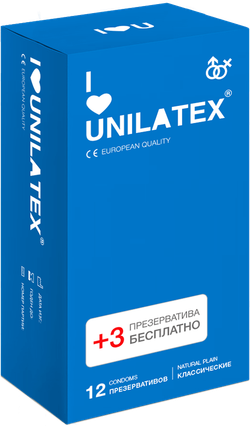Презервативы классические Unilatex Natural Plain 12+3 шт