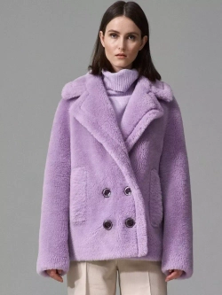 Шуба из шерсти чебурашка экошуба, лавандовая, SilverFox