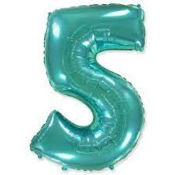 Шар (40""/102 см) Цифра, 5, Тиффани, 1 шт.
