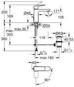 Смеситель однорычажный для раковины GROHE Cubeo, размер M, хром (1017490000)