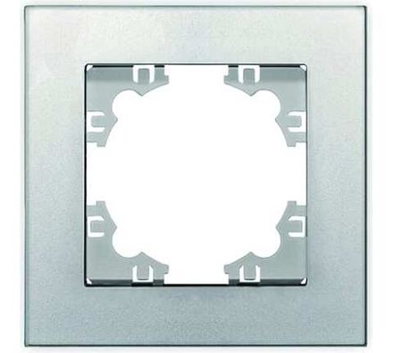 Рамка одноместная горизонтальная "UNIVersal" серия "Афина" серебро (еврослот) (HU2311)