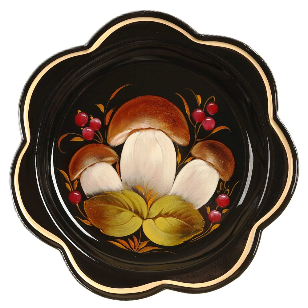 Жостовский поднос декоративный, размер 18 см (A1), металлический