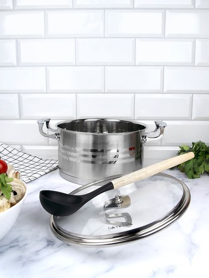 Кастрюля 4,4 л. из нержавеющей стали Kamille KM 5856 с крышкой
