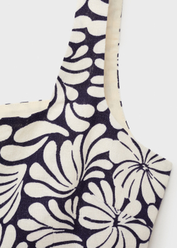 Приталенный льняной топ с цветами