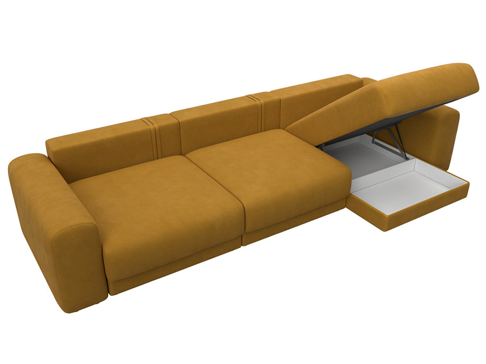 Диван угловой Лига-056 НПБ Лонг угол универсальный ВЕЛЮР BRUT 10 желтый
