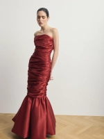 Красное платье-макси из тафты с драпировкой "Minuit"
