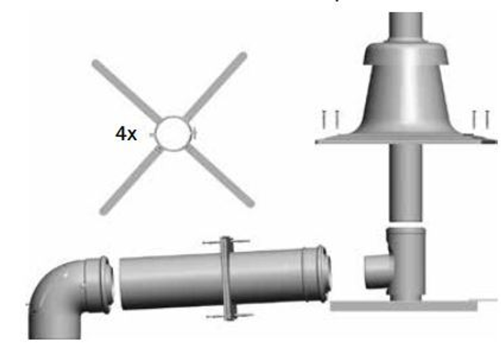 Wolf Дымоход Комплект с концентрич. подключением DN60/100; к дымоходу DN80
